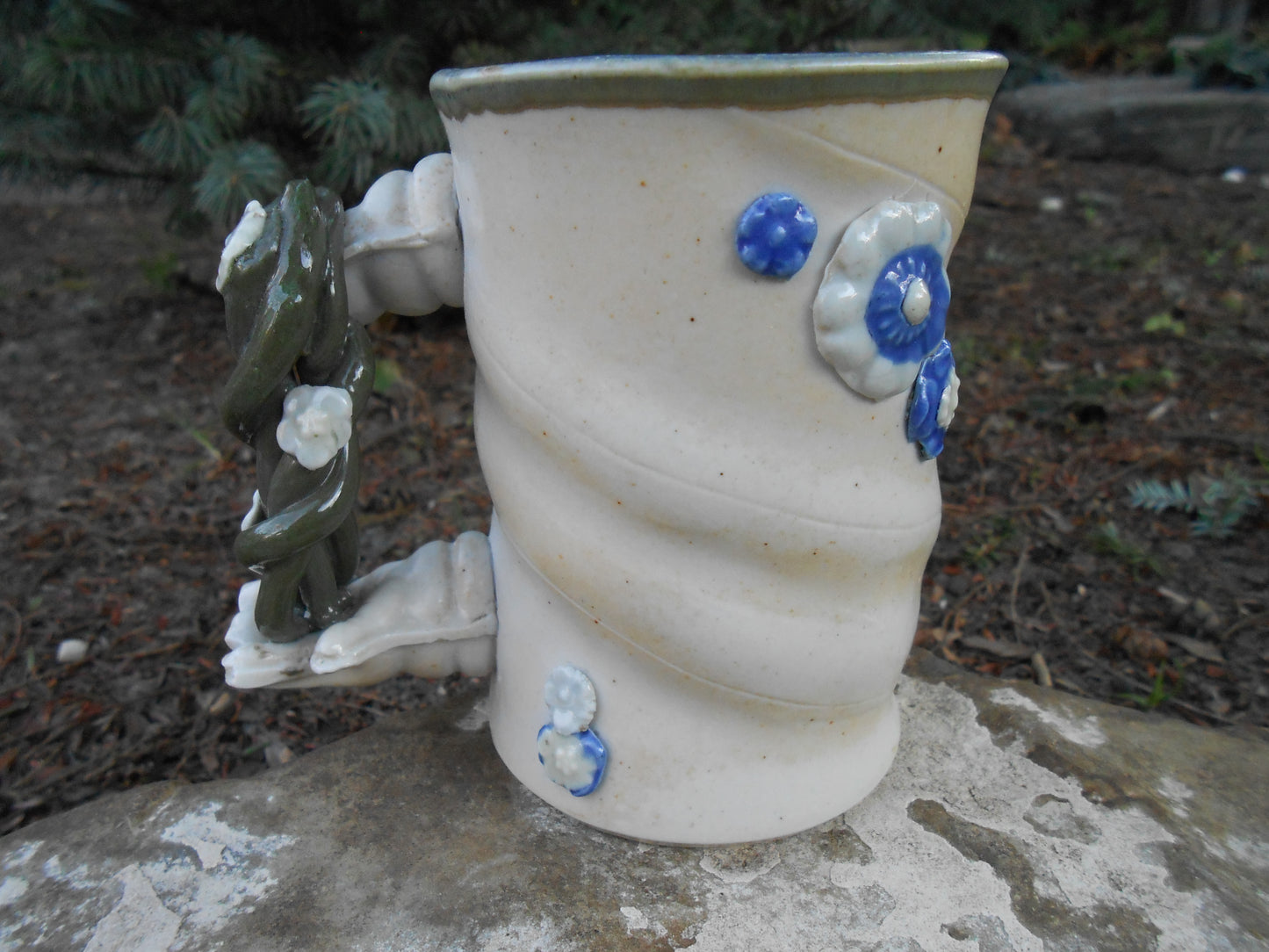 Hand Handled Flower Mug