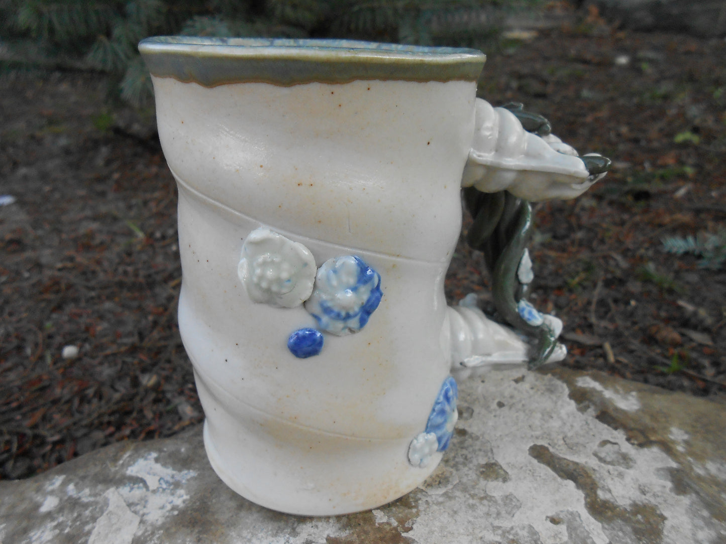 Hand Handled Flower Mug