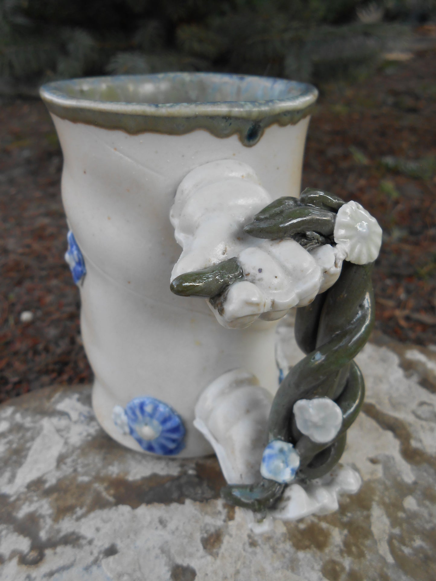 Hand Handled Flower Mug