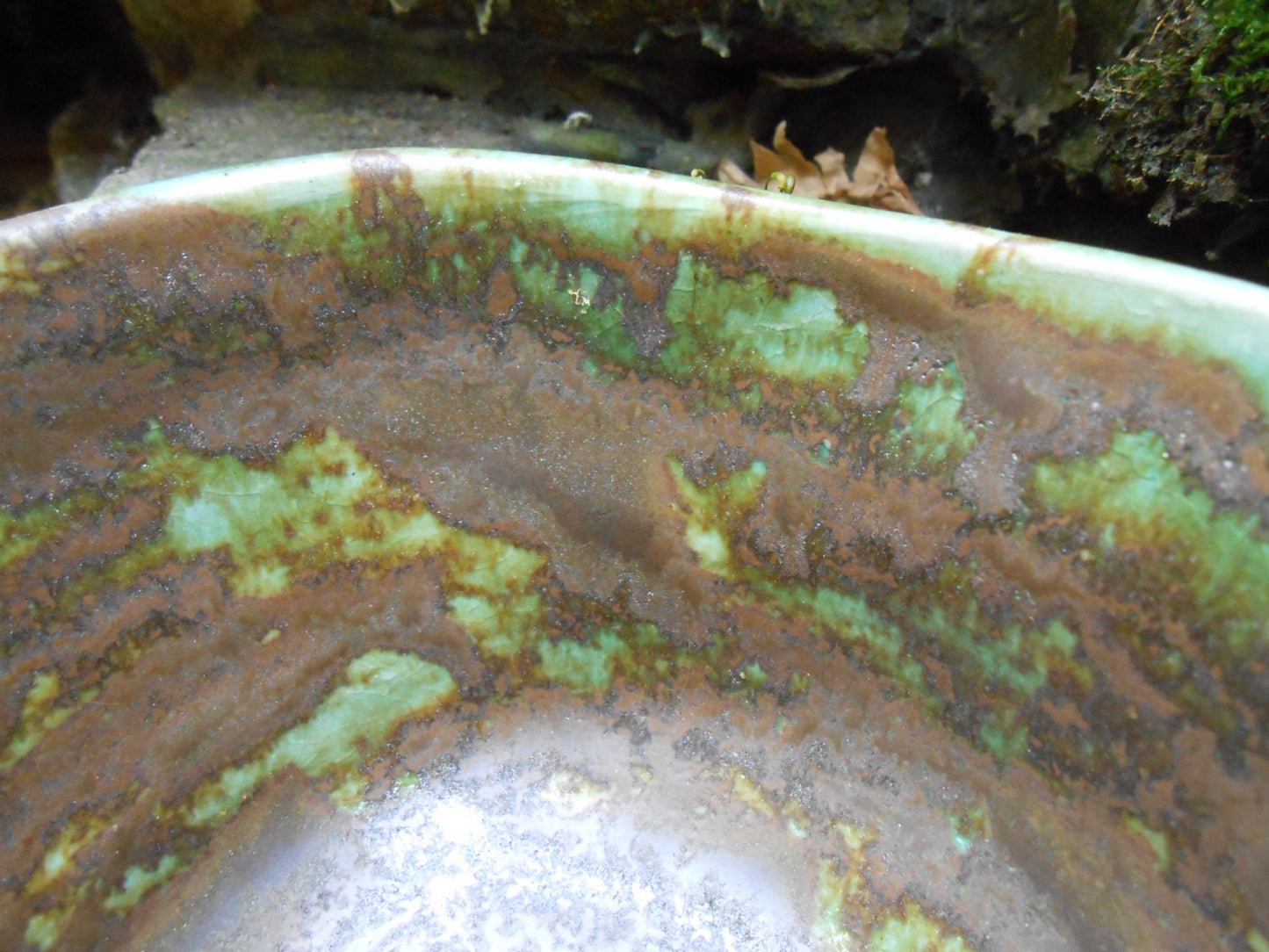 Mossed Bronze Wheel Thrown Ceramic Bowl