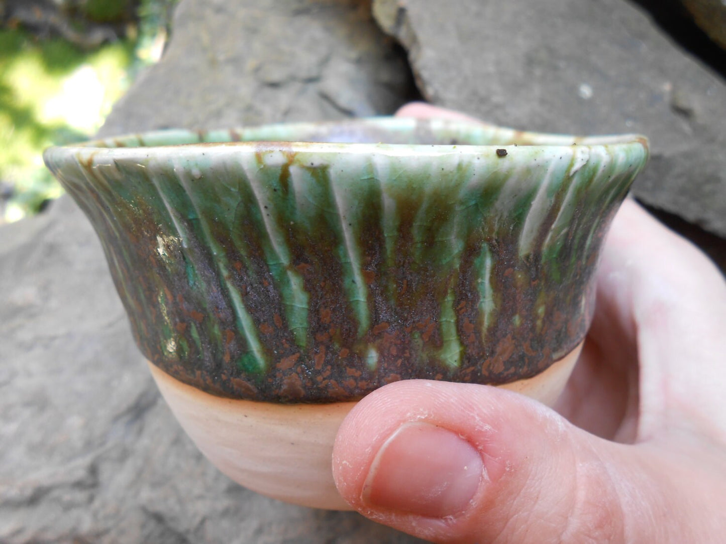 Mossed Bronze Wheel Thrown Ceramic Bowl