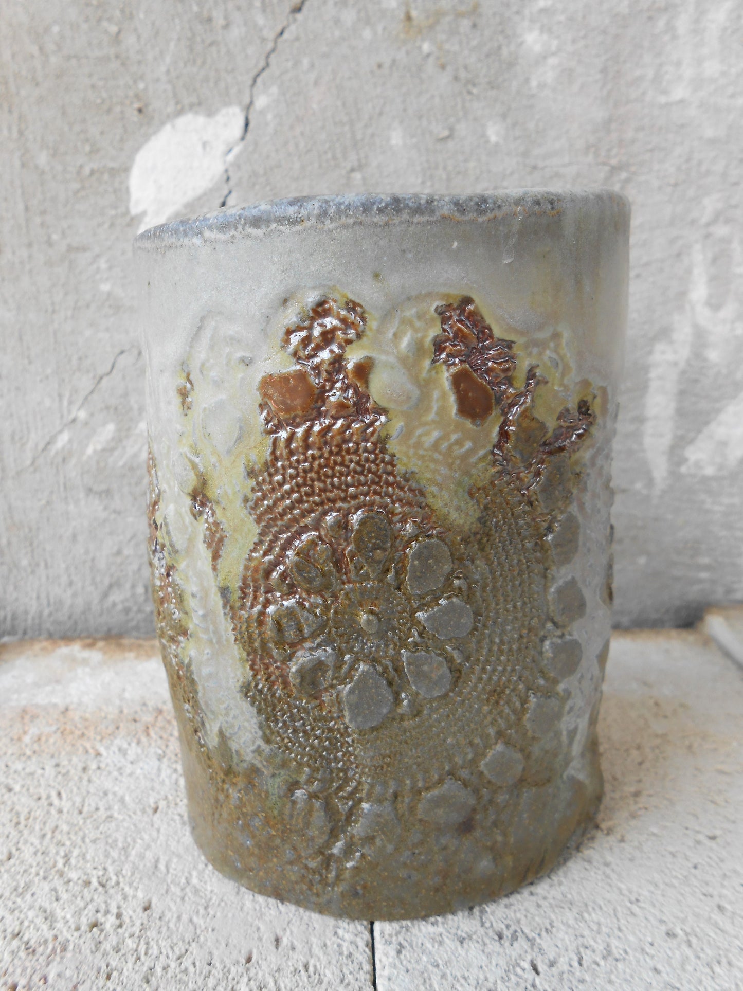 Doily Wood Fired Ceramic Vase