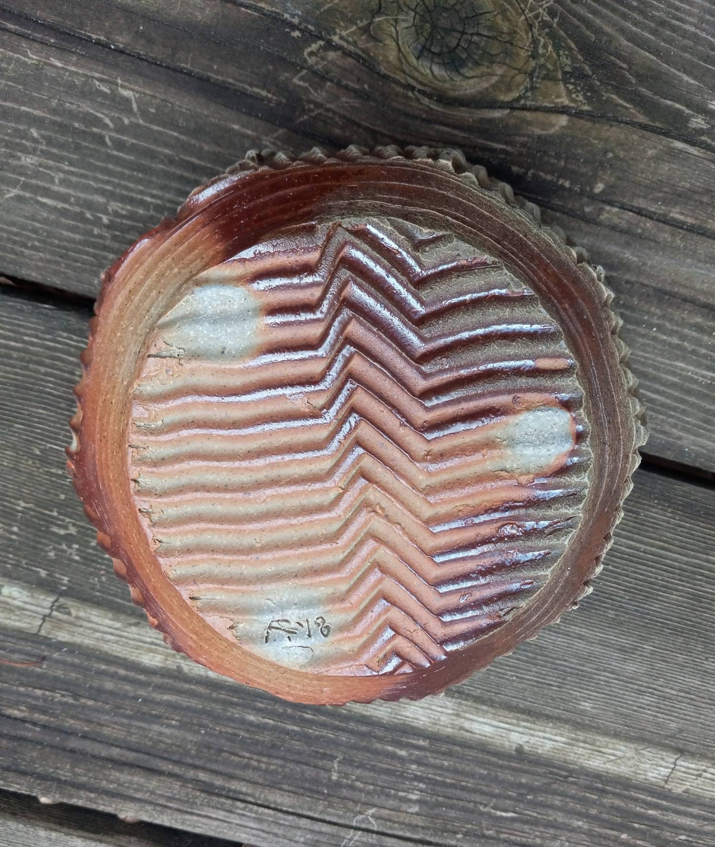 Squiggled Wood Fired Clay Bowl