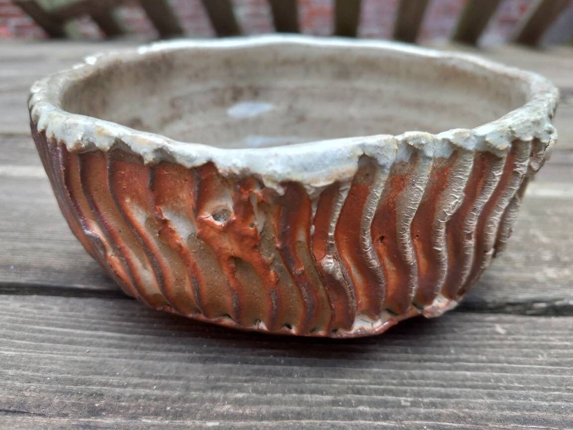 Squiggled Wood Fired Clay Bowl