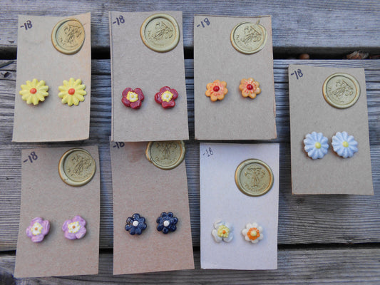 Vintage Flower Post Ceramic Earrings