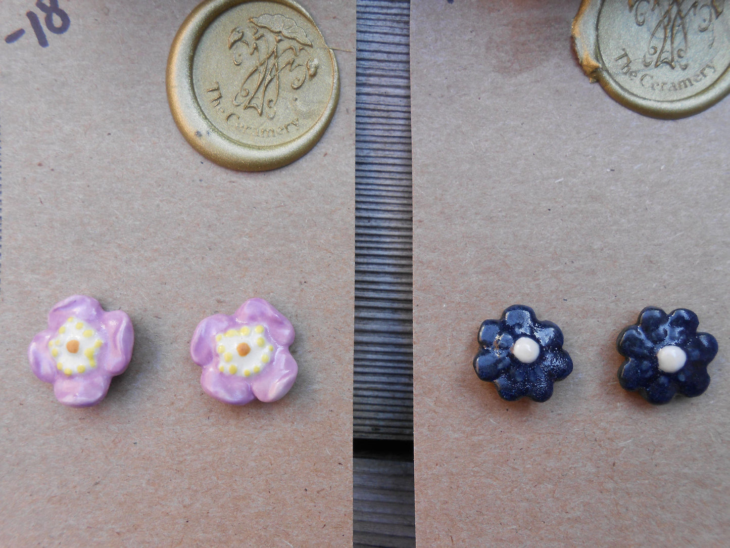 Vintage Flower Post Ceramic Earrings