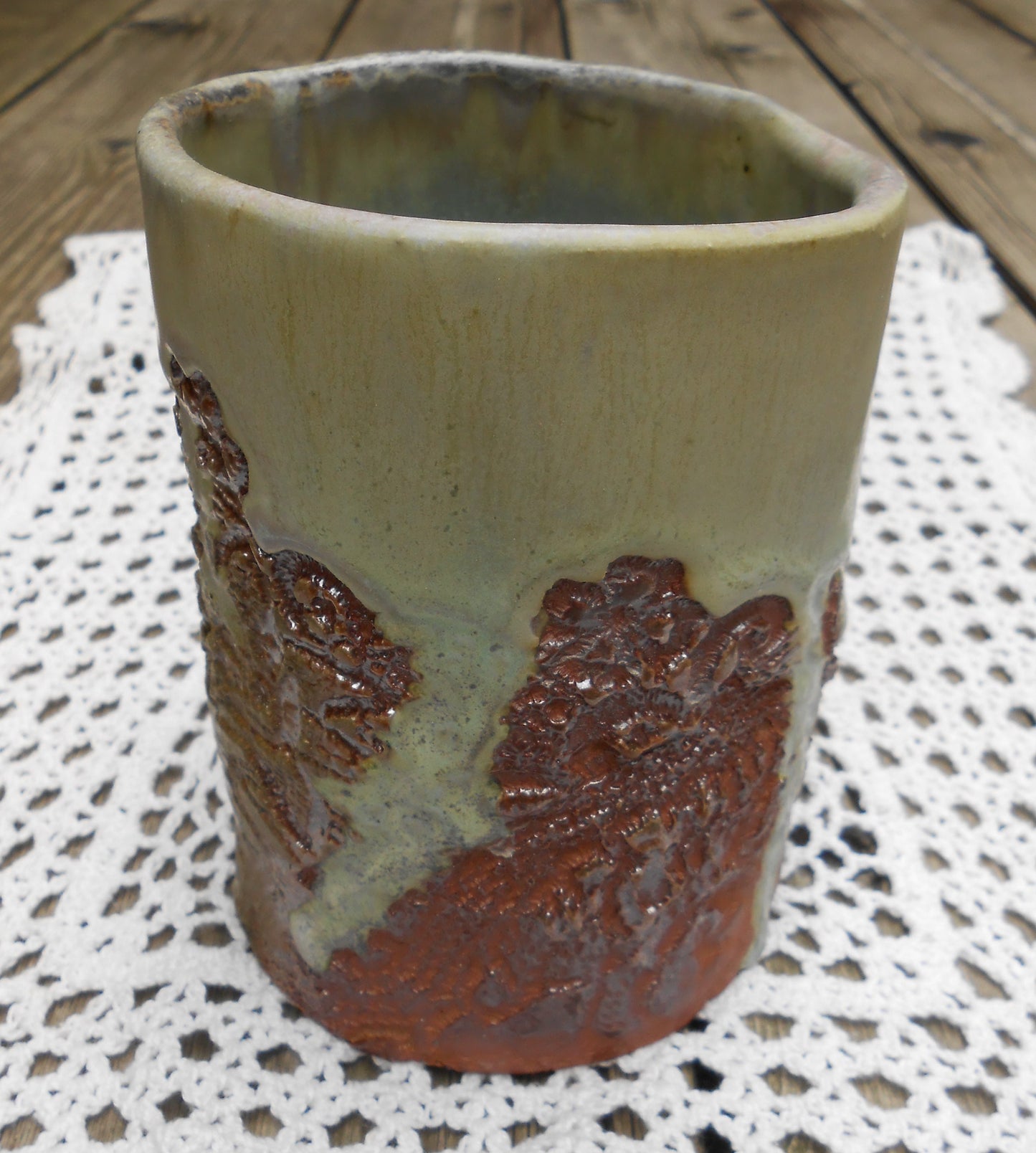 Doily Wood Fired Ceramic Vase