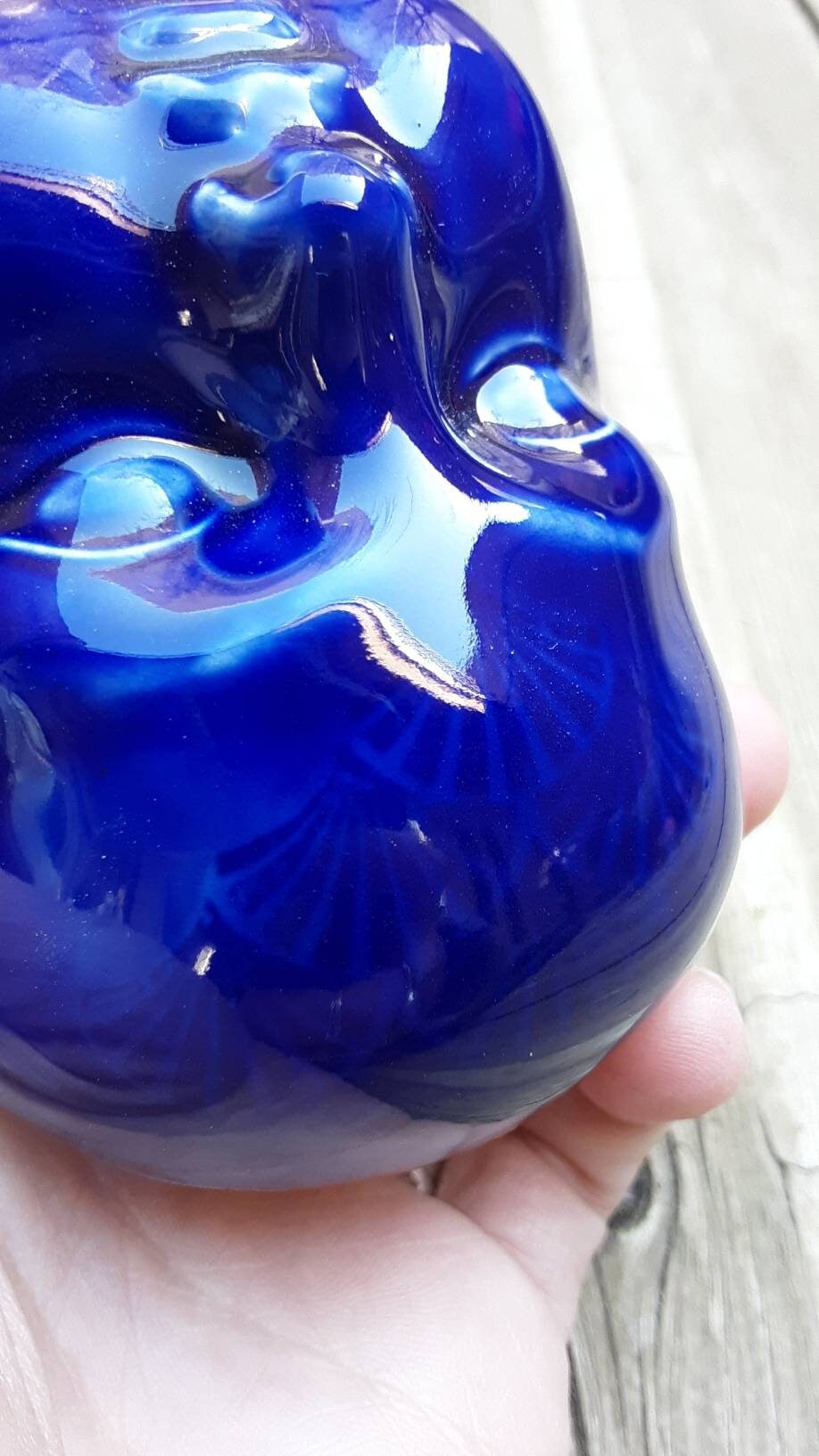 Blue Fan Clay Baby Head