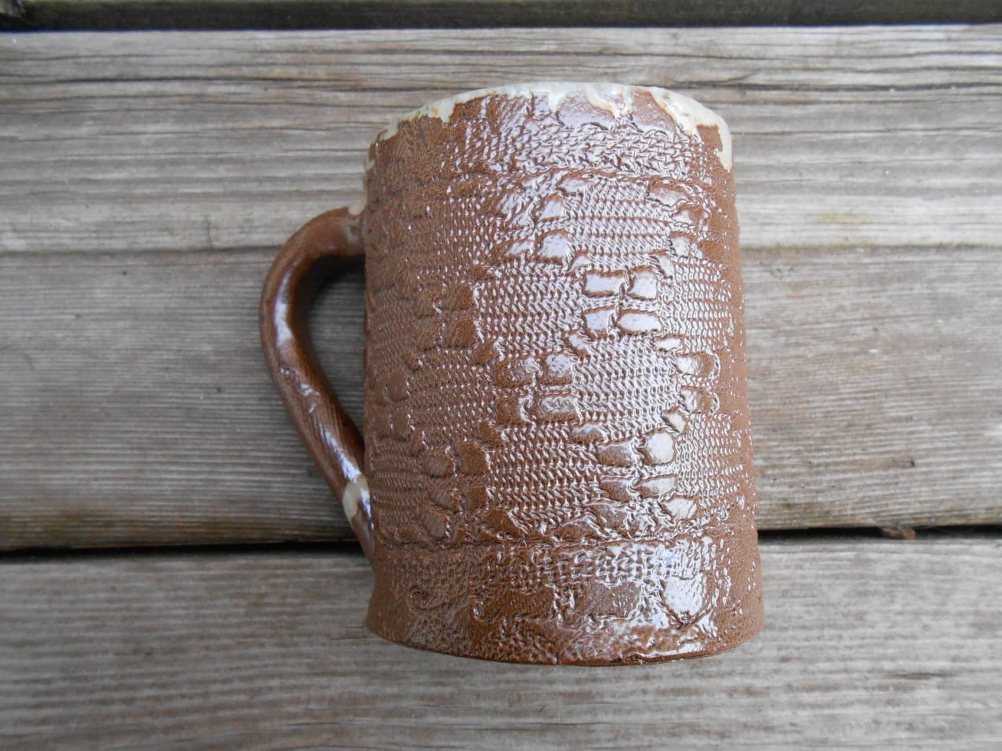 SALE Ceramic Lacy Wood Fired Mug
