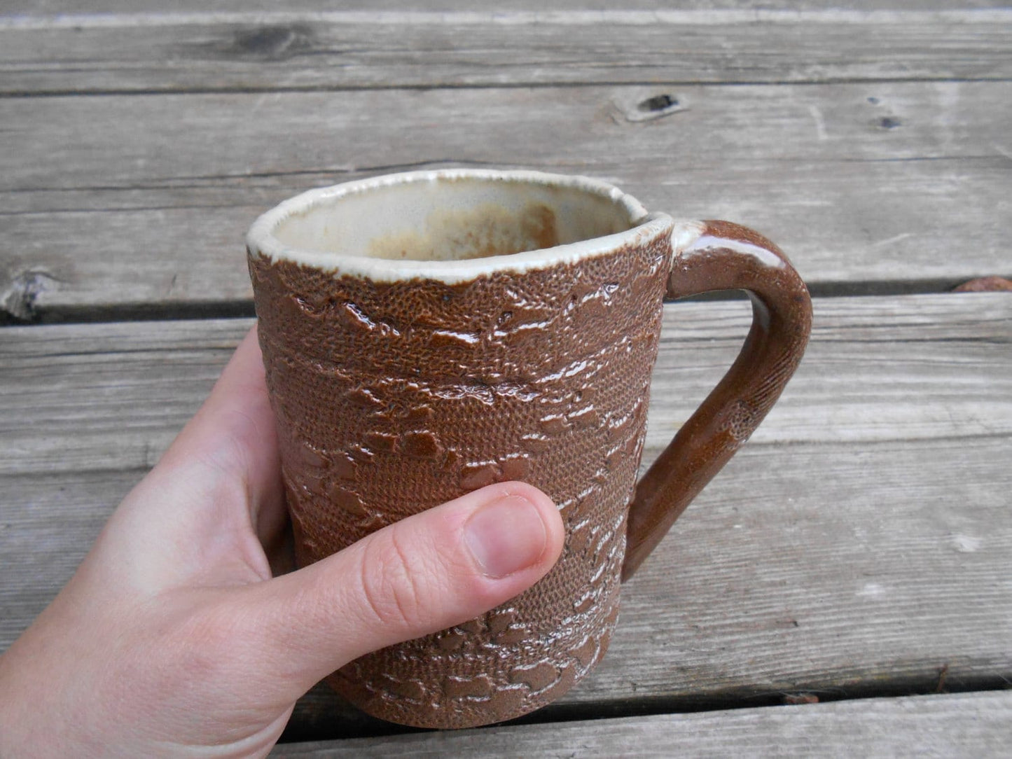 SALE Ceramic Lacy Wood Fired Mug