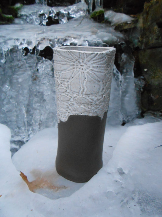 SALE Chocolate Lace Clay Vase